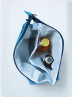 toiletry bag in blue cotton