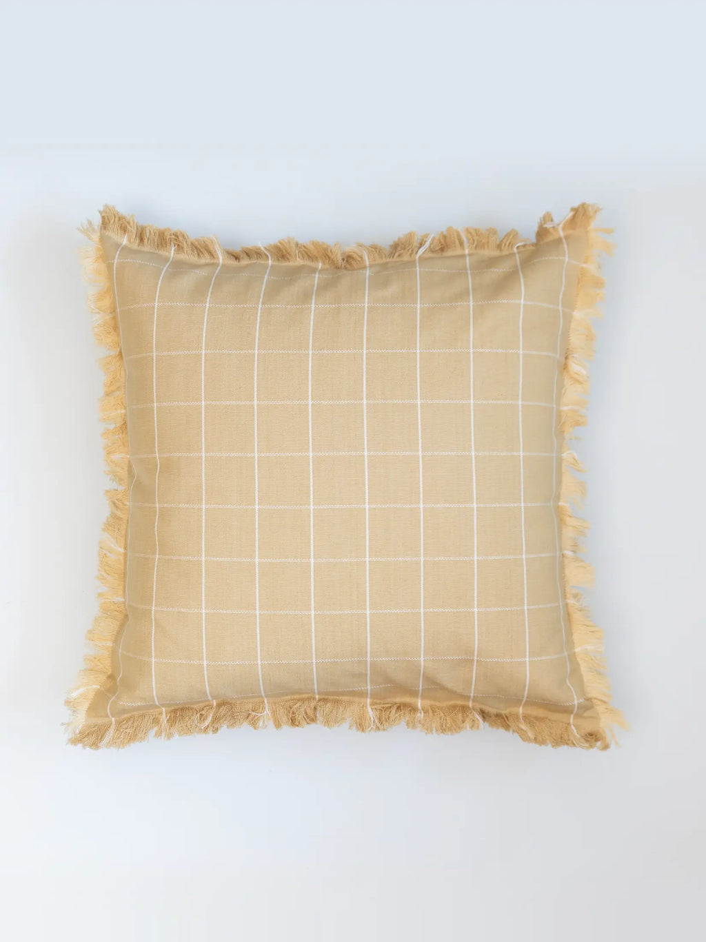 Autumn Chamomile Checkered Fringe Cushion Cover