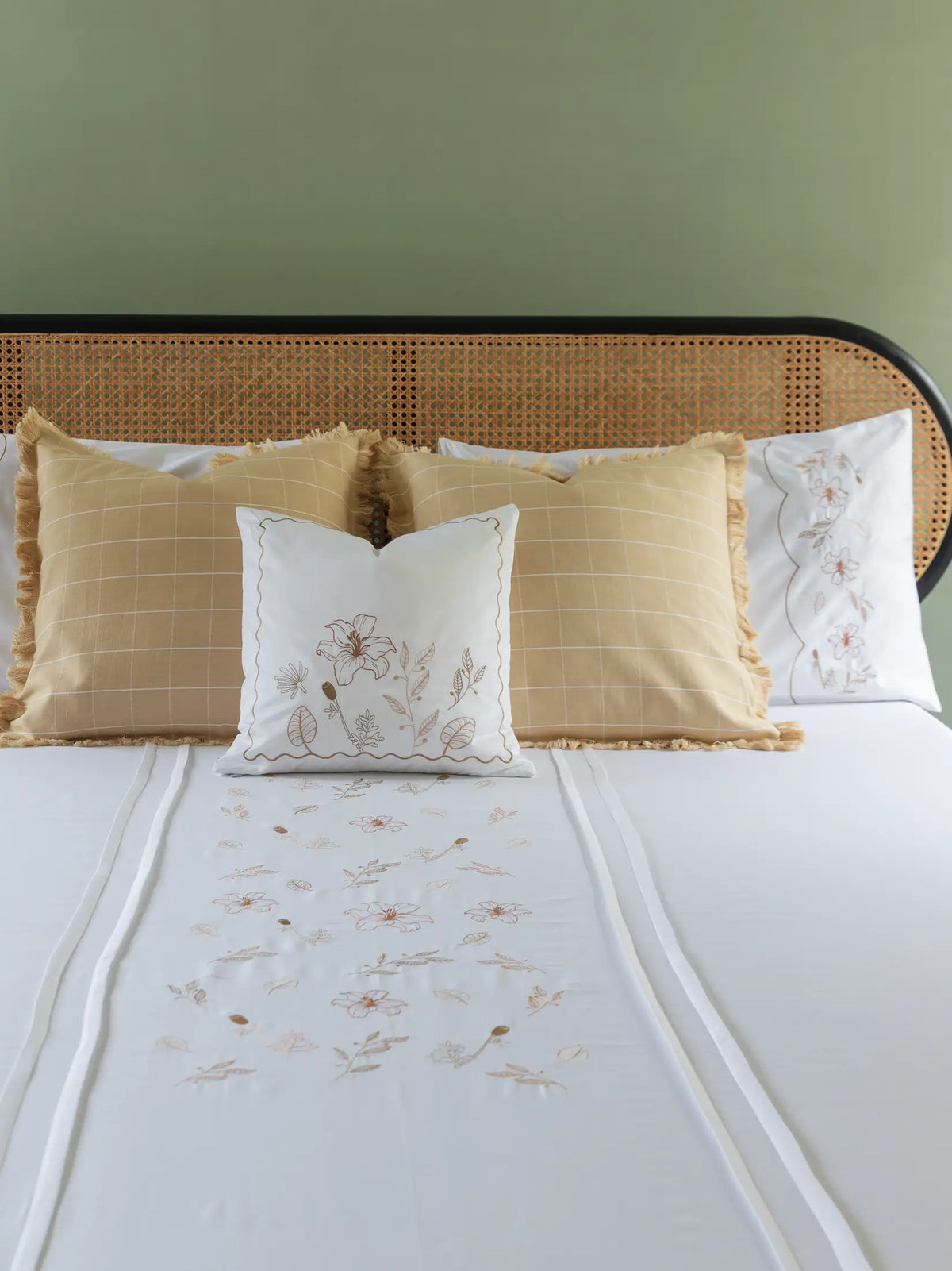 Autumn Petal Scallop Embroidered Cushion Cover – alternate view