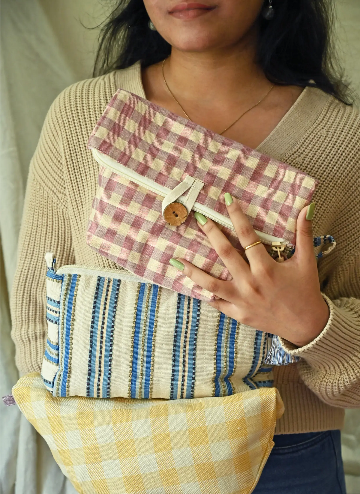 Peacock Blue Handwoven Toiletry Bag - Set of 2 – alternate view