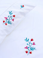 Red Tulip embroidered 500TC cotton bedsheet set
