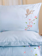 Sakura Cloud Blue Embroidered Duvet Cover Set in 400TC -240 x 220 cm