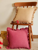 Classic Beige Pinstripe Ticking Cushion Cover – alternate view