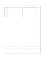 Layout illustration of a bed sheet and two pillowcases with floral embroidered borders