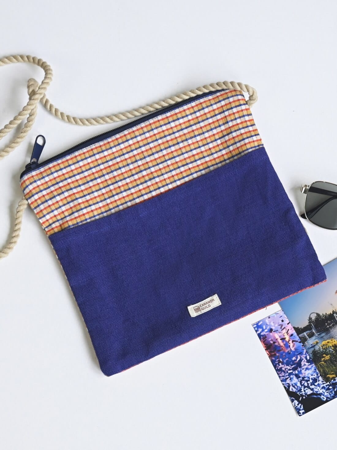 Royal Blue Checkered Sling Bag – alternate view