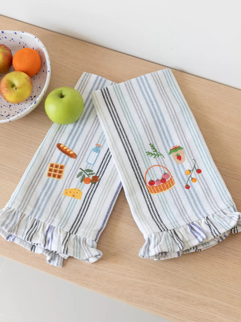 Farmers Market Frill Embroidered Kitchen Towel - Set of 2 – image 1