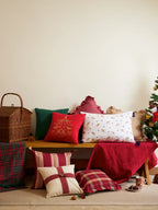 Glasgow Red Fringe Checks Cushion Cover – alternate view