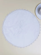 Ivory Bloom Embroidered Round Placemat