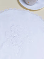 Ivory Bloom Embroidered Round Placemat – alternate view