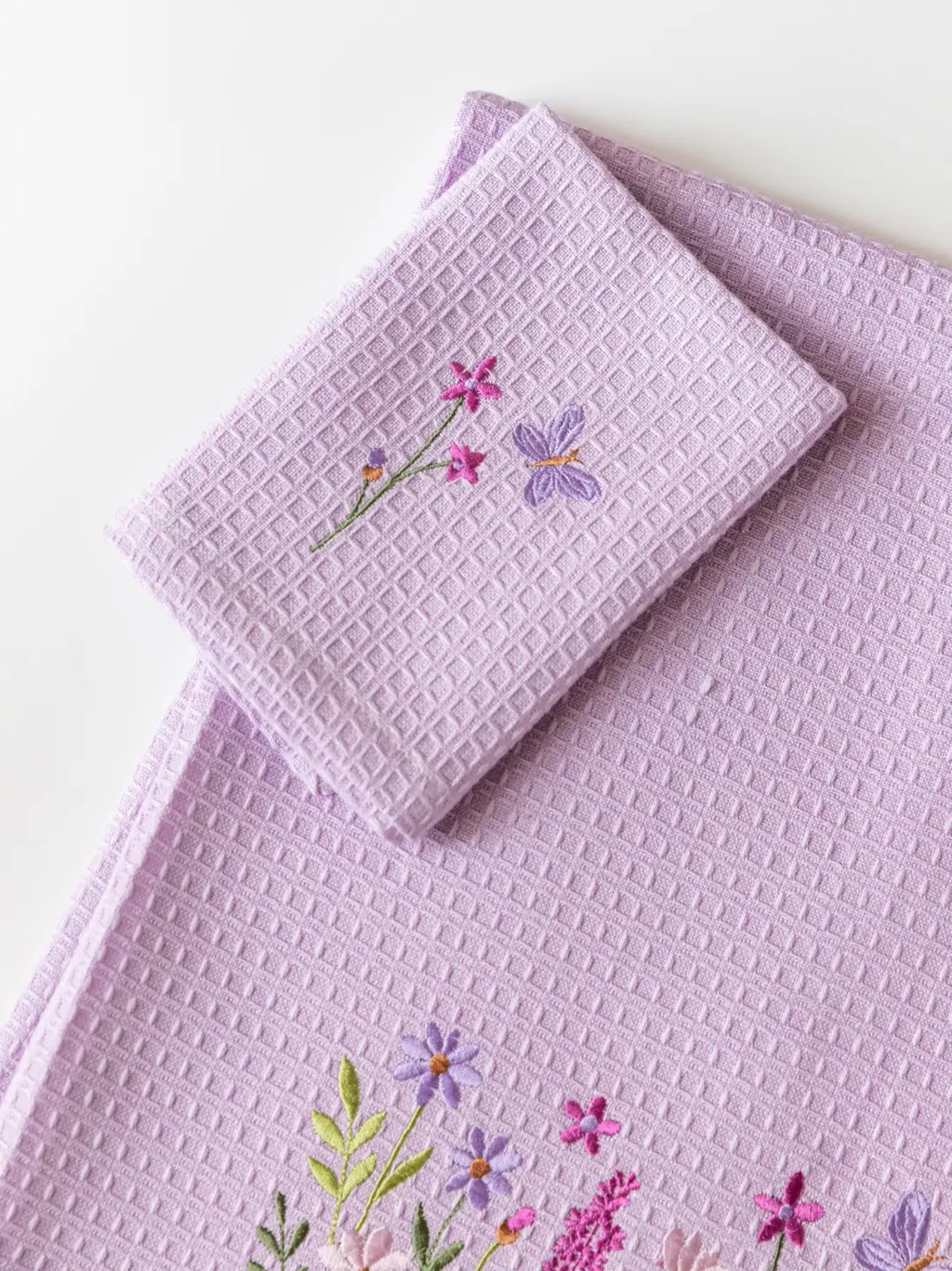 Lavender Meadow Cotton Waffle Towel Set of 3 – Bath, Hand and Face – alternate view