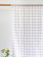 Lilac Checks Handwoven Sheer Cotton Curtain – alternate view
