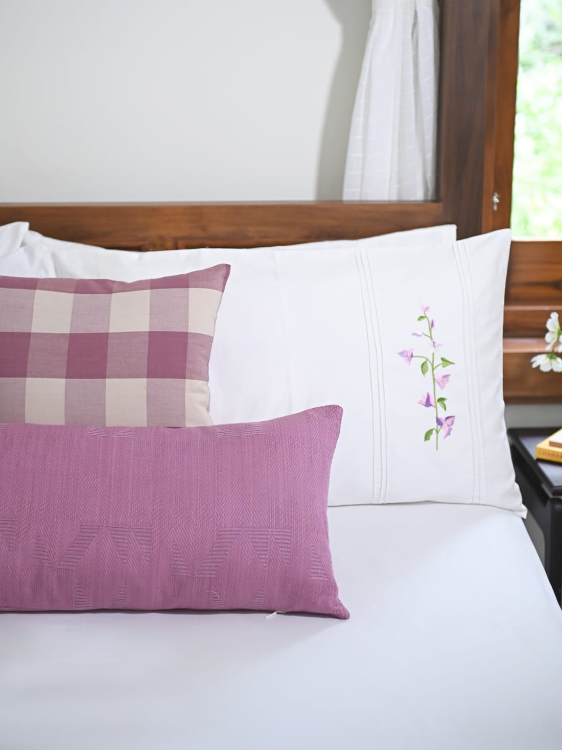 Lilac Checks Cushion Cover – alternate view