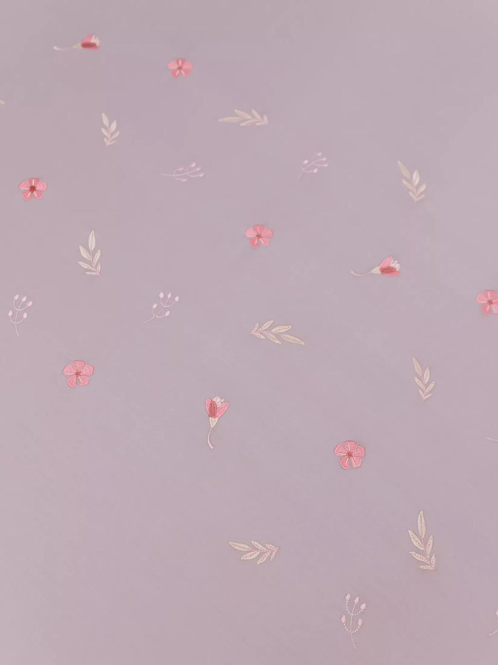 Mauve Bedsheet set with floral and vines embroidery detailing