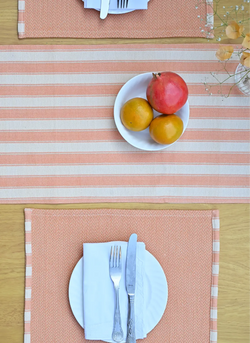 Peach Hibiscus Handwoven Table Mats