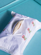 Rosé Floral Embroidered Tissue Box Cover – alternate view