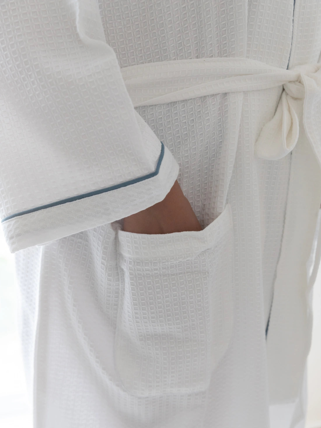 Santorini White Custom Monogram Cotton Unisex Bath Robe – alternate view