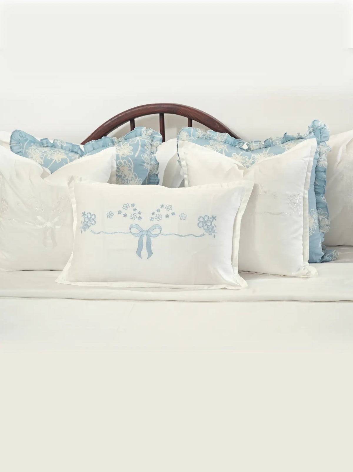 Sky Blue Petal Frills Cushion Cover – alternate view