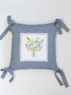 Spring Bouquet Blue Checks Cushion Cover