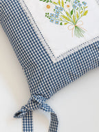 Spring Bouquet Blue Checks Cushion Cover – alternate view