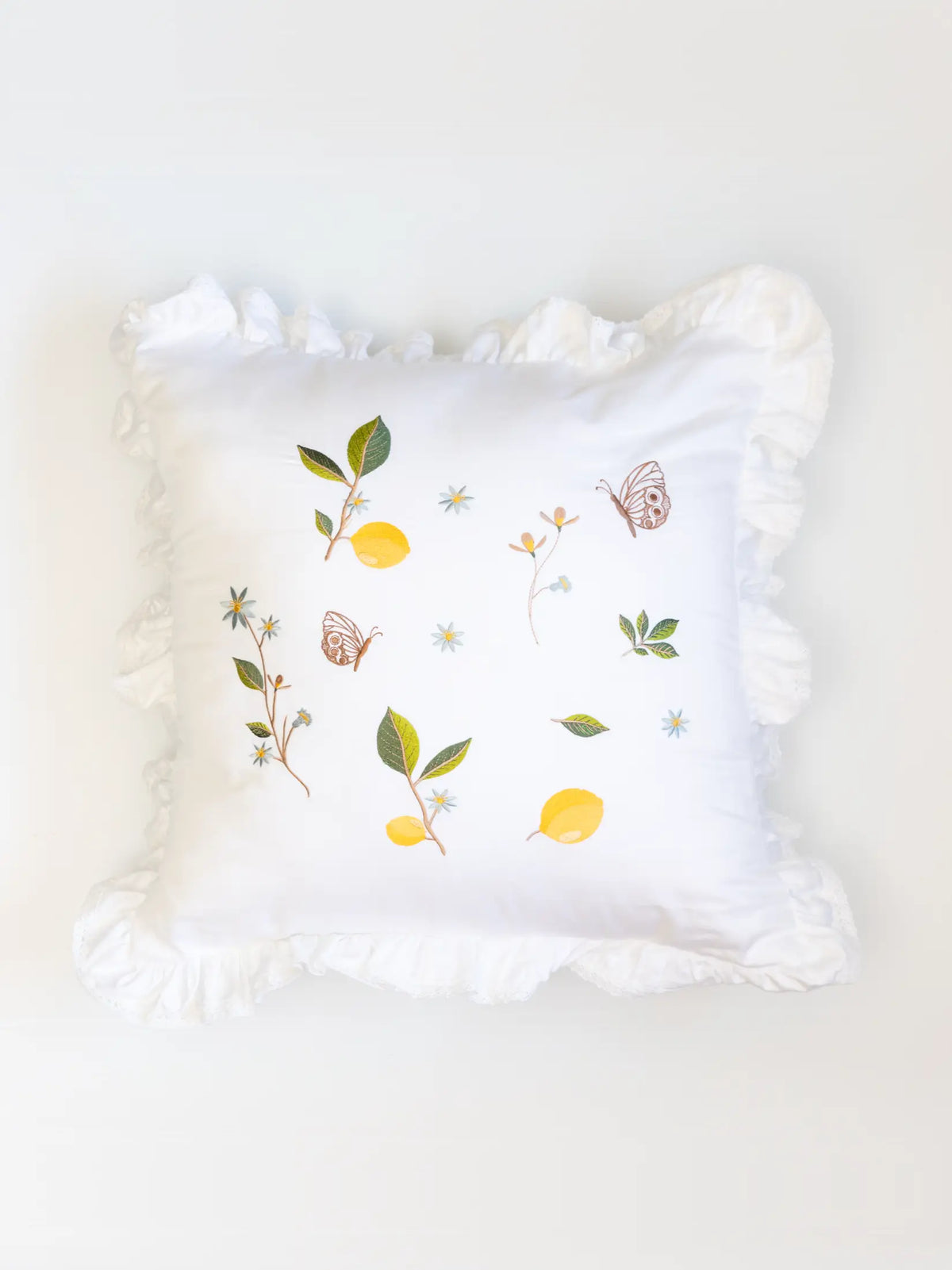 Summer Orchard Embroidered Cushion Cover
