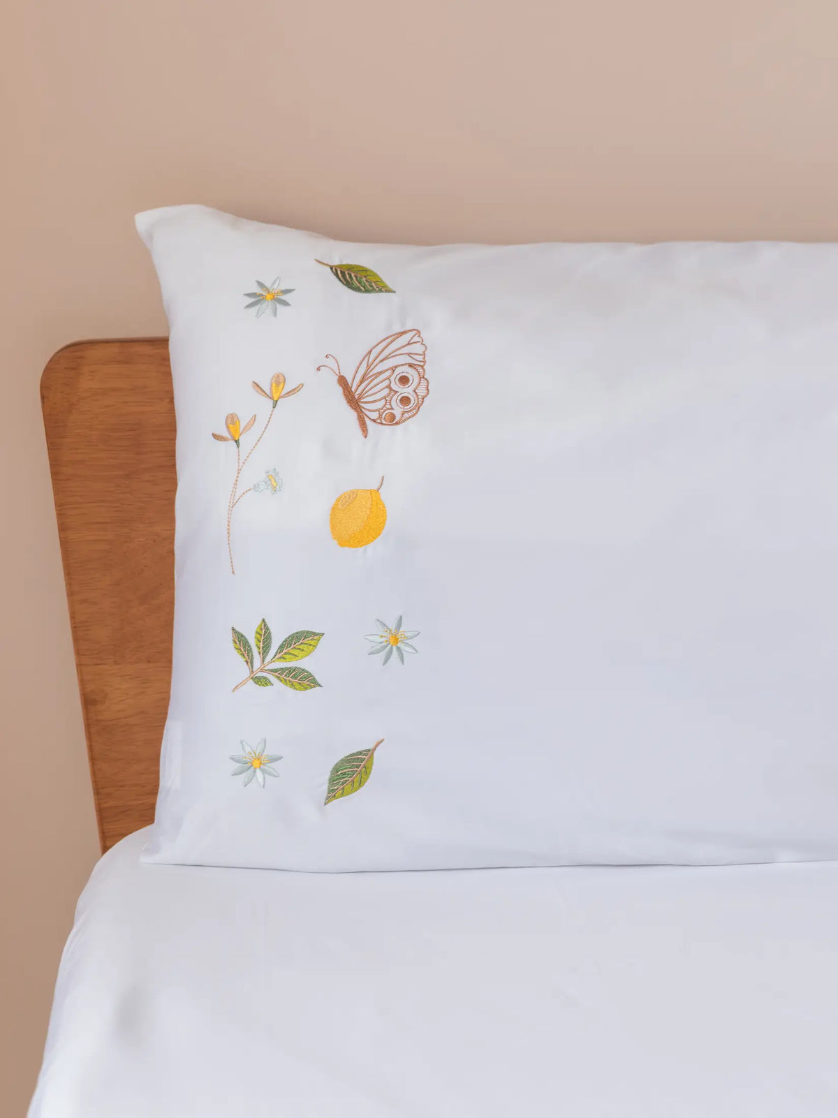 Summer Orchard embroidered 500TC cotton bedsheet set