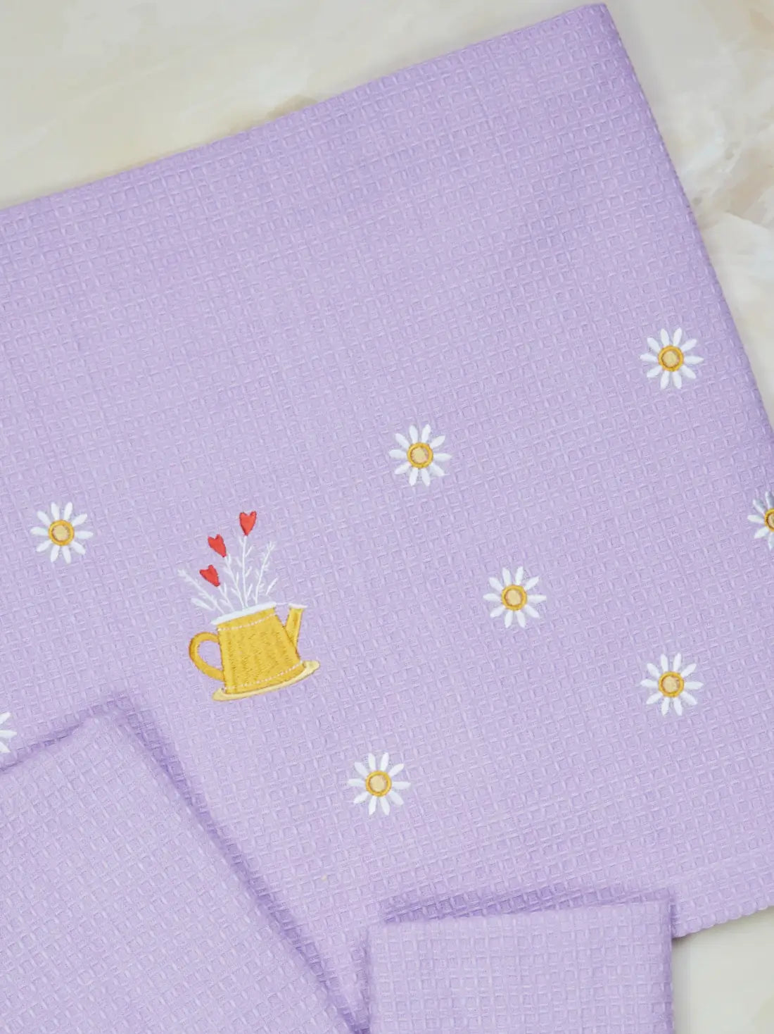 Sunflower Symphony Lavender Waffle Cotton Towel Set of 3 - Bath, Hand & Face – alternate view