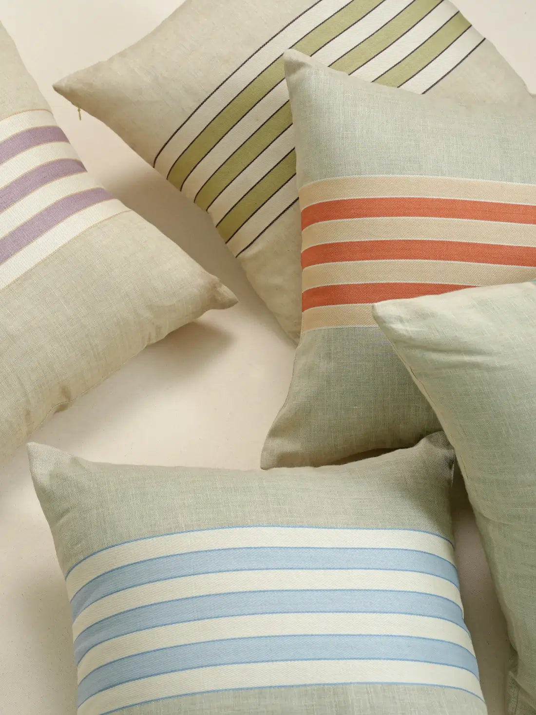 Tangerine Shore Orange Stripe Linen Cushion Cover – alternate view