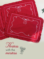 Victorian Ruby Red Embroidered Table Mats – alternate view