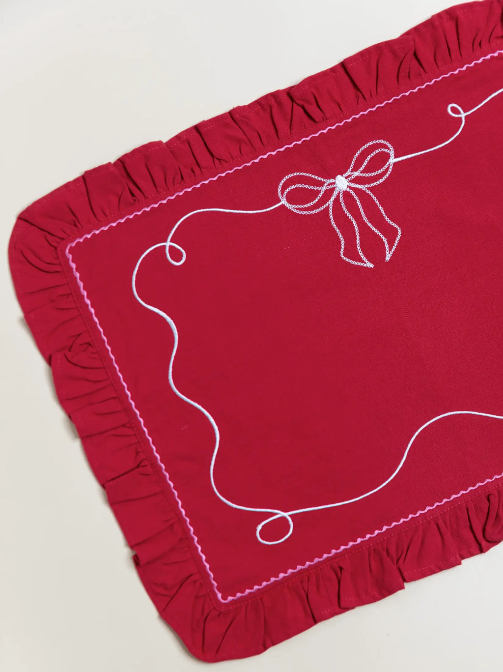Victorian Ruby Red Embroidered Table Mats – alternate view
