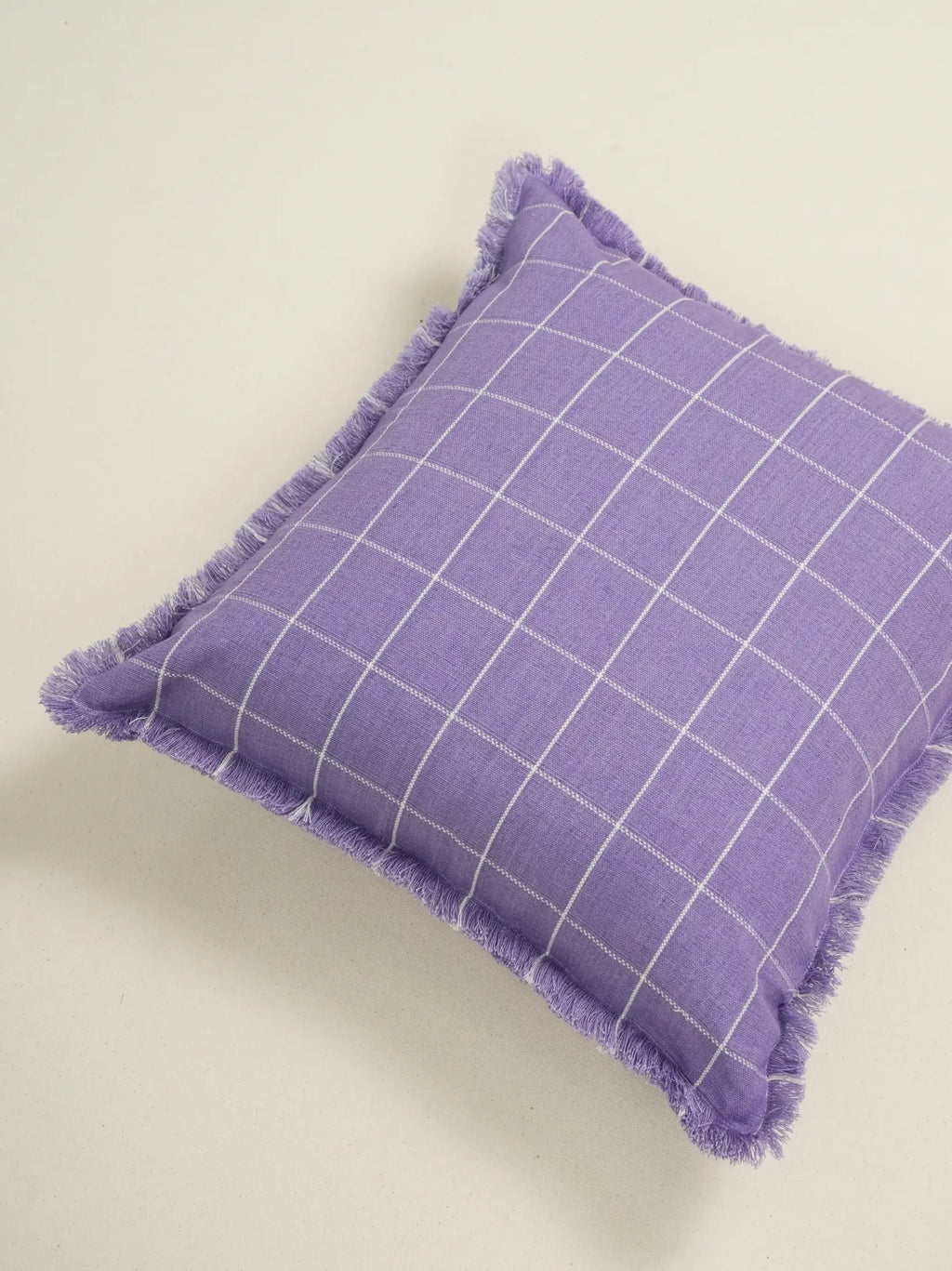 Wisteria Purple Checkered Cushion Cover – alternate view