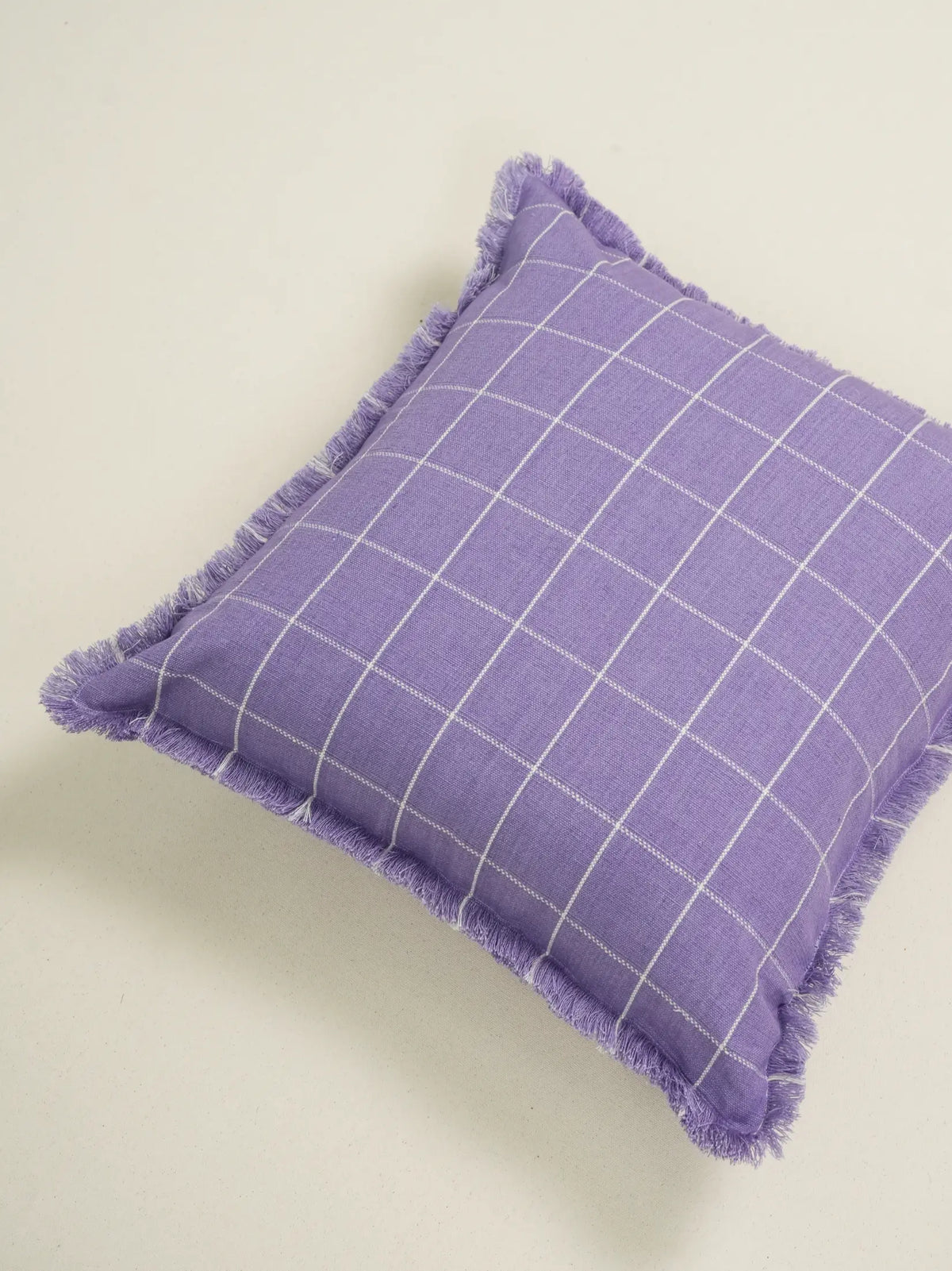 Wisteria Purple Checkered Cushion Cover – alternate view