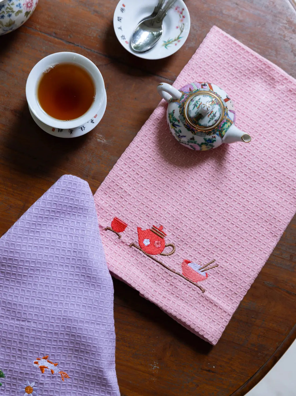 Zen Garden Hand Towels Set of 3 – Blush, Lavender, Blue – alternate view