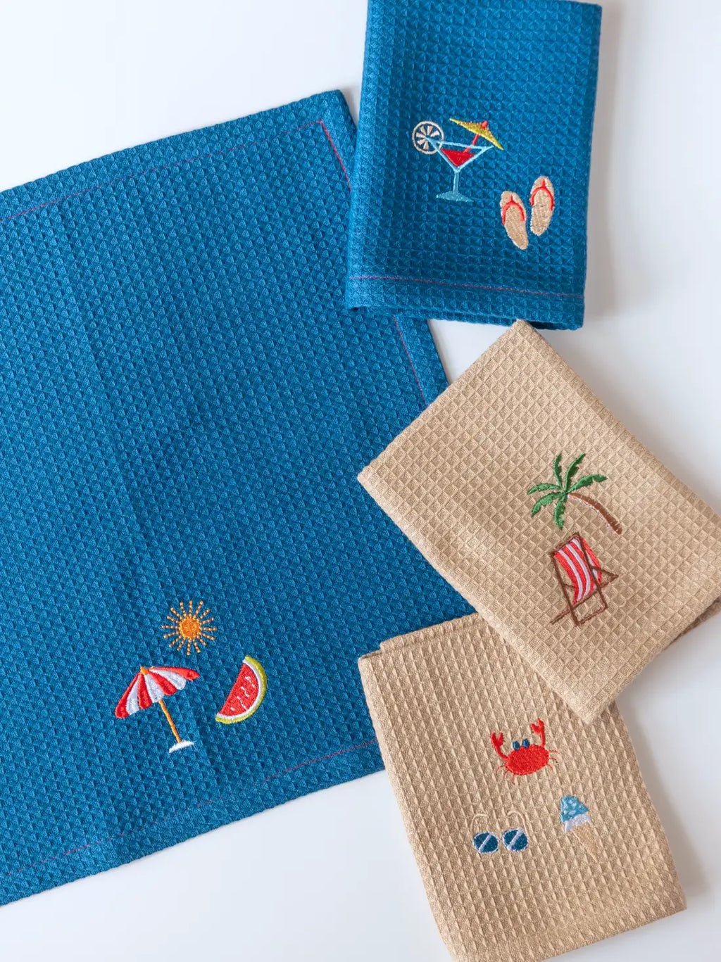 Cananor Beach Day Cotton Waffle Face Towel Set of 4 – alternate view