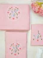 Bunny Blush Pink Waffle Towel Set - Bath, Hand & Face Towel