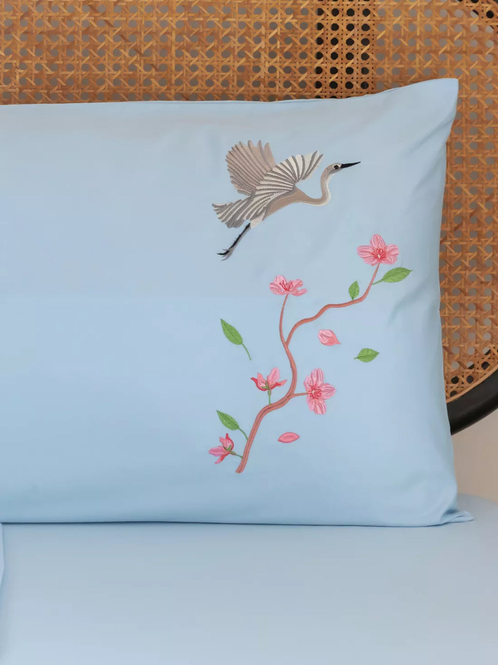 Sakura Cloud Blue Embroidered Bedlinen Set in 400TC – alternate view