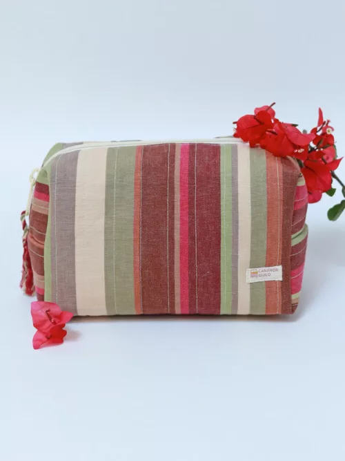 carmine red toiletry bag hand woven