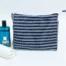 toiletry bag in blue stripes hand woven