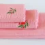 pink waffle bath towel set with embroidery