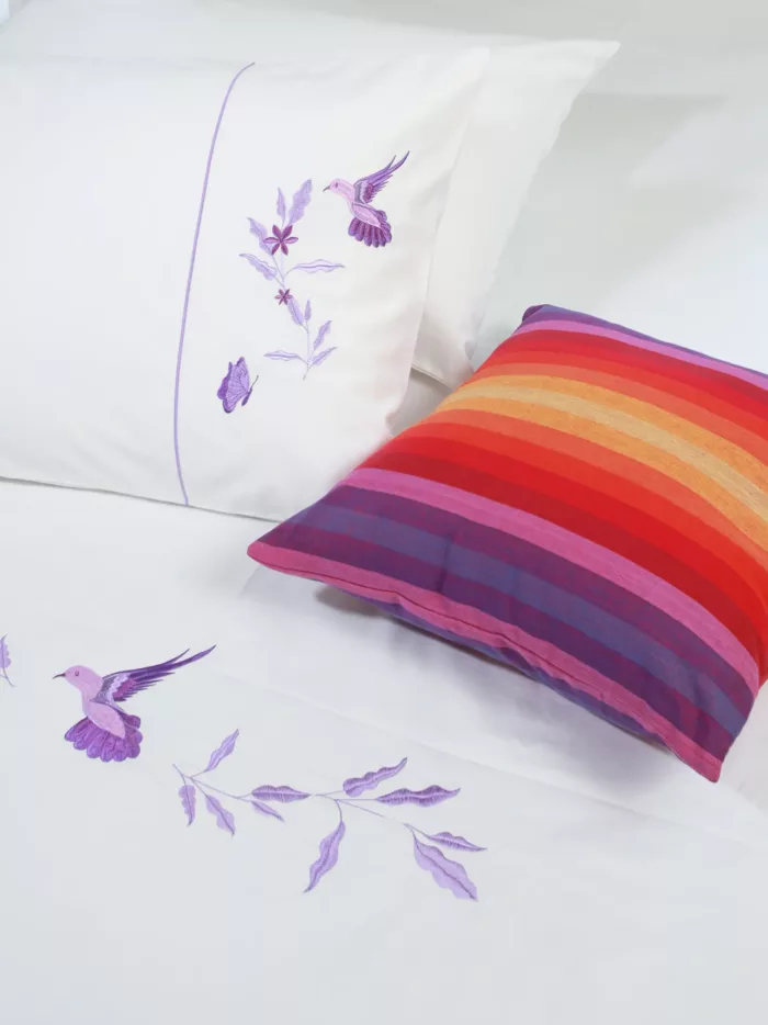 Birds Embroidery Bedlinen in Cotton with cushion