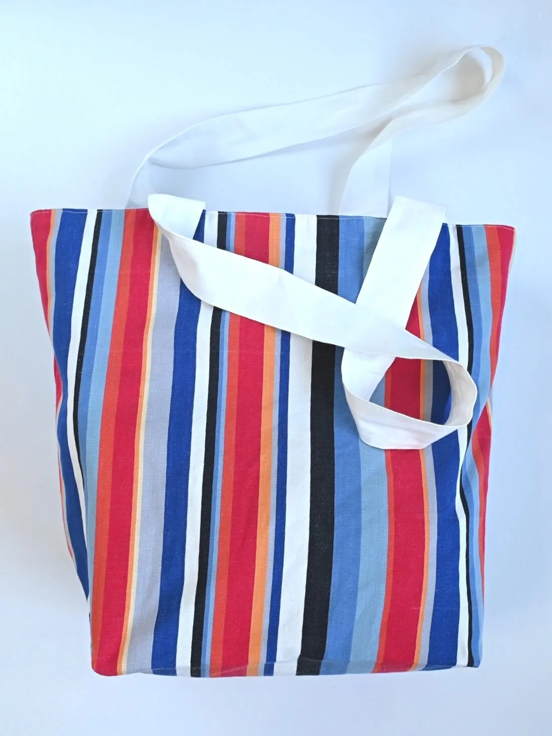 Seashore Multicolored Stripes Large Tote Bag