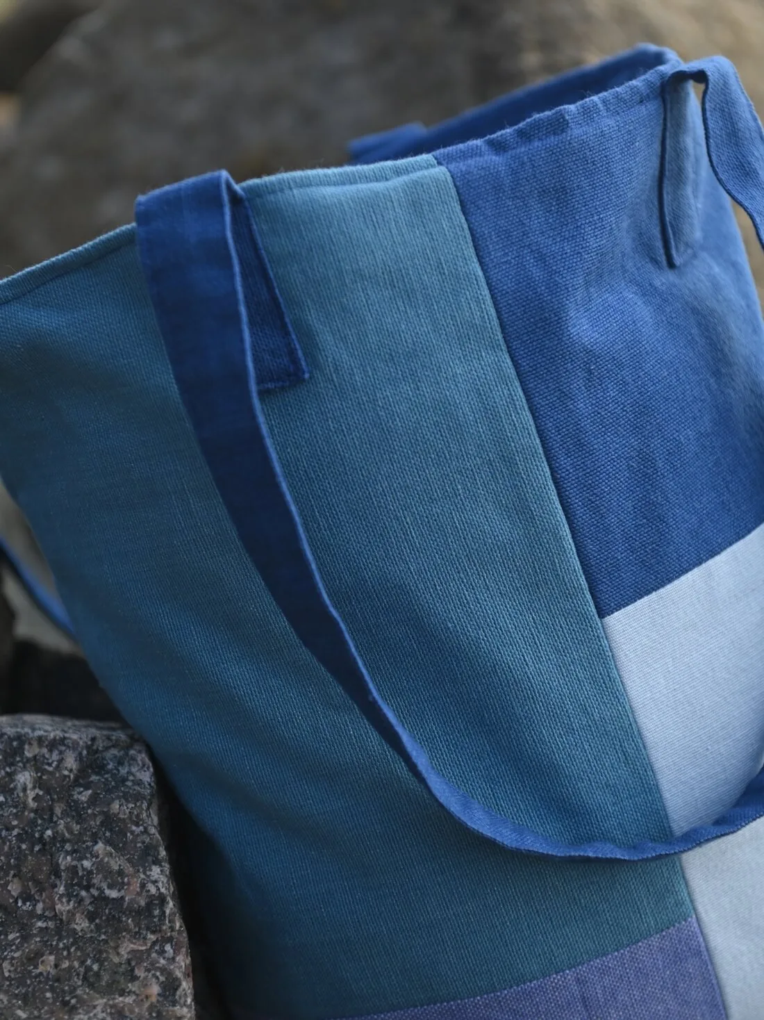 Aqua Patches Hand Woven Tote Bag - Image 2