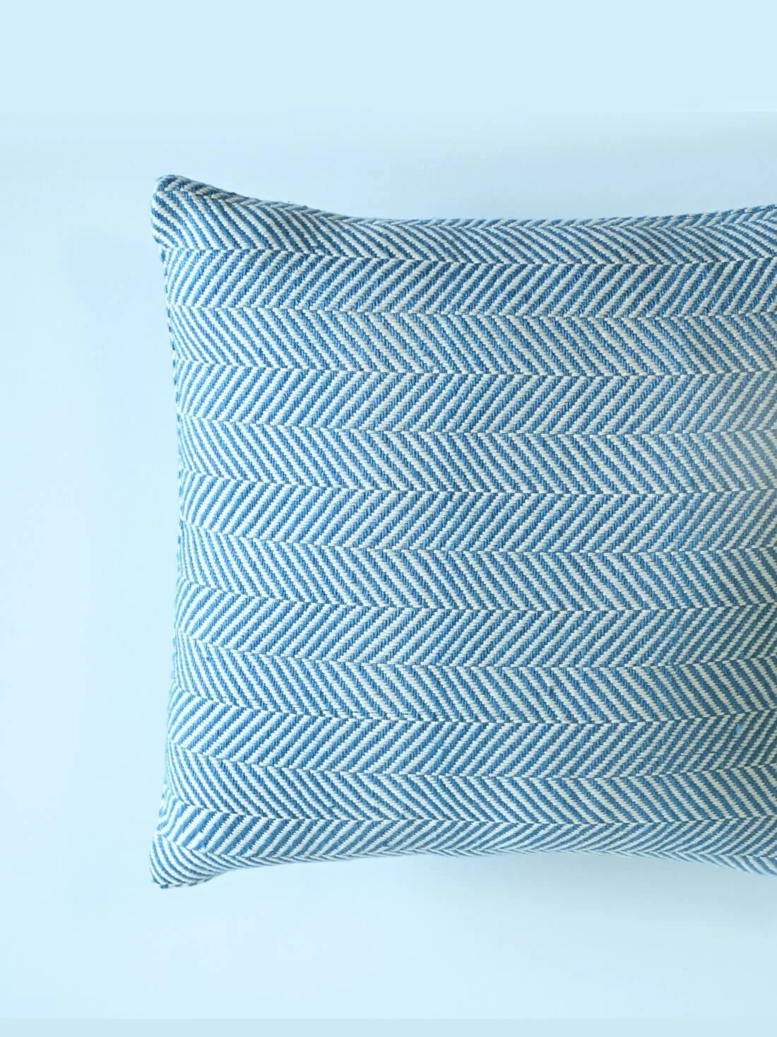 Blue Herringbone Handwoven Cushion Cover