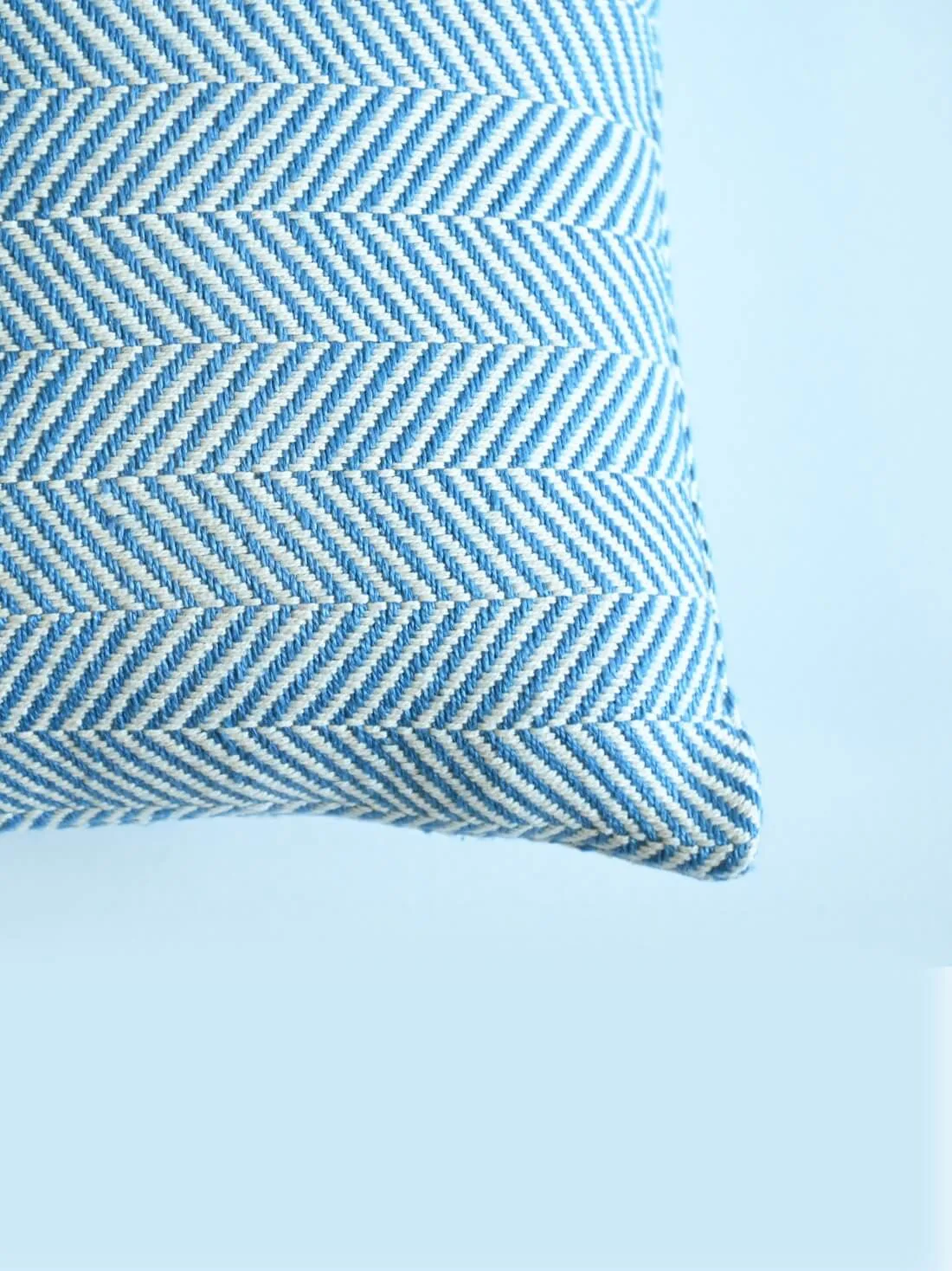 Blue Herringbone Handwoven Cushion Cover - Image 2