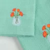 Ferns and Lillies Green Waffle Towel Set - Bath & Hand Towel - Image 2