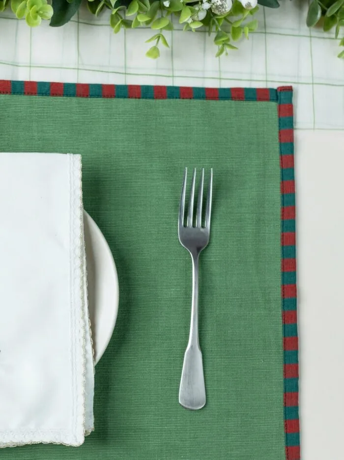 Mistletoe Green Handwoven Table Mats - Image 2