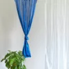 Powder Blue Stripe Handwoven Sheer Cotton Curtain - Image 4