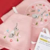 Bunny Blush Pink Waffle Towel Set - Bath, Hand & Face Towel - Image 2