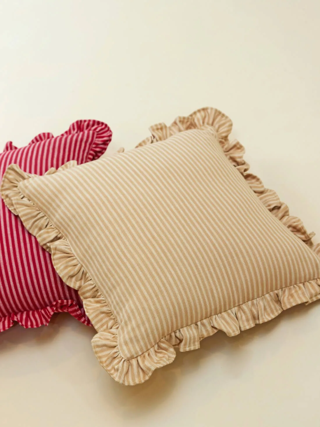 Classic Beige Pinstripe Ticking Cushion Cover