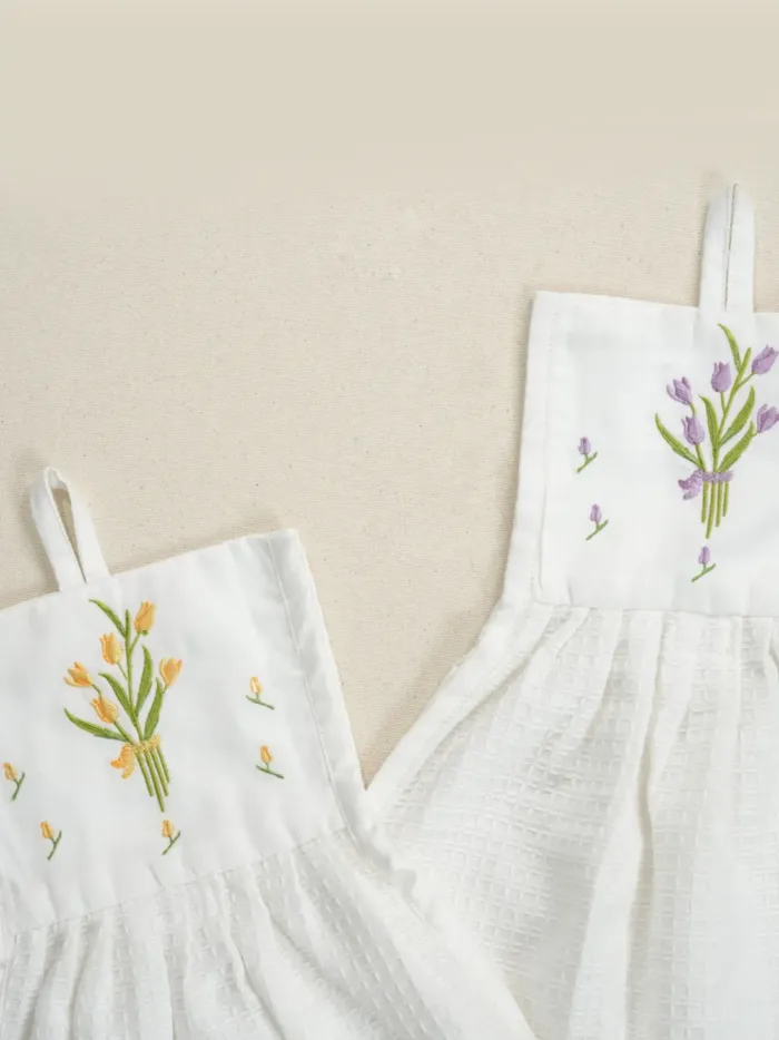 Tulip Garden Embroidered Hanging Hand Towels - Set of 2 - Image 2