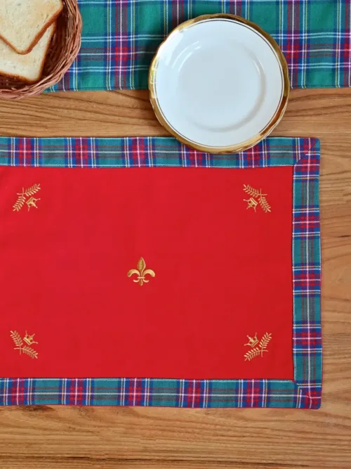 Red Embroidered Table Mat Set